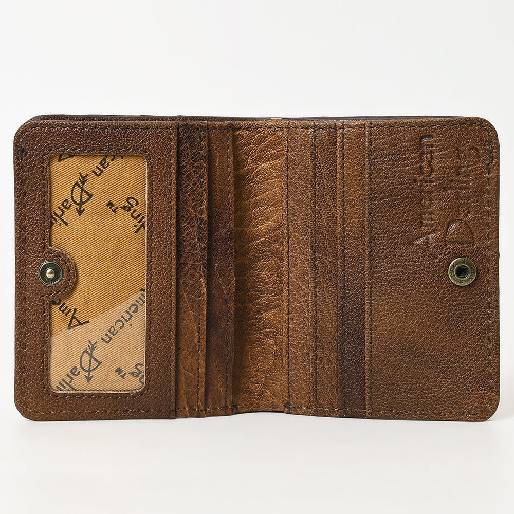 ADBG1249 American Darling Hand-Tooled Western Leather Wallet Bag -Floral Carved Genuine Leather Women Wallet