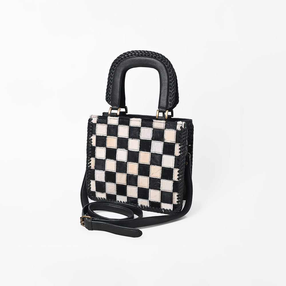 ADBGM1029 American Darling Genuine Leather Hair-on-Hide Checkerboard Tote Handbag