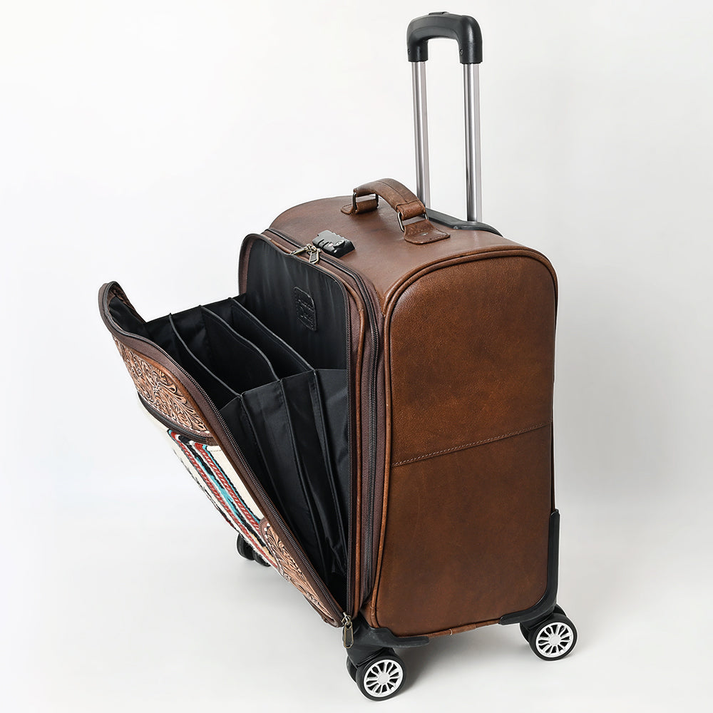 ADBG1570 American Darling Western Leather Travel Case with Hand Tooled Floral and Saddle Blanket