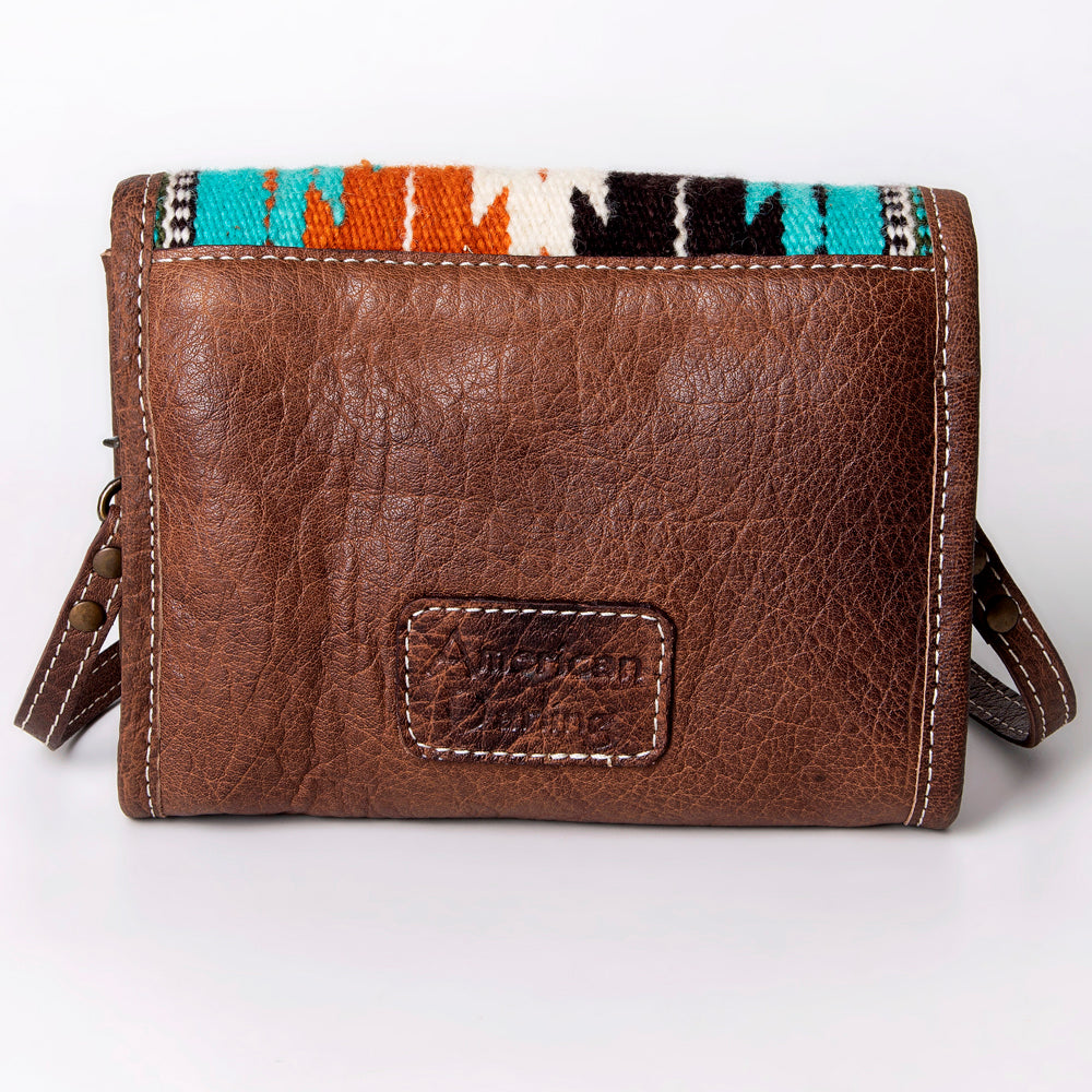 ADBG1016 American Darling Handwoven Saddle Blanket Leather Small Crossbody Bag Western Flap Purse