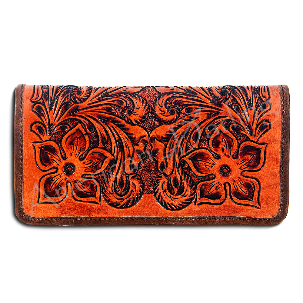 ADBG486 American Darling Hand Tooled Floral Leather Western Wallet Bag