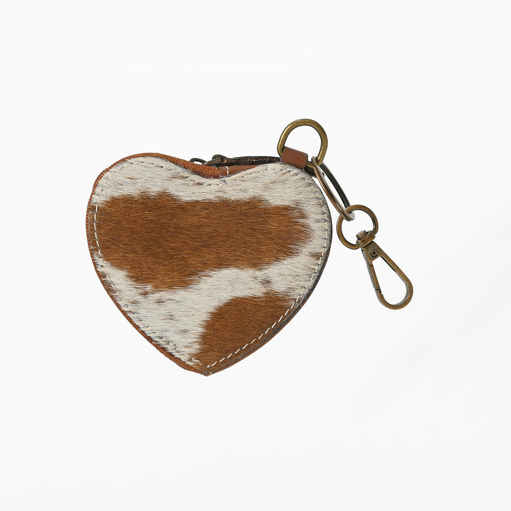 ADCHA129 American Darling Genuine Hair-On Heart-Shaped Bag & Coin Purse Keychain