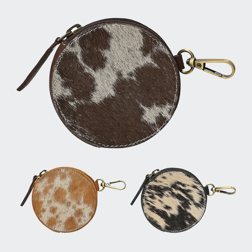 ADCHA120 American Darling Genuine Leather Hair-on-Hide Round Coin Purse Clip