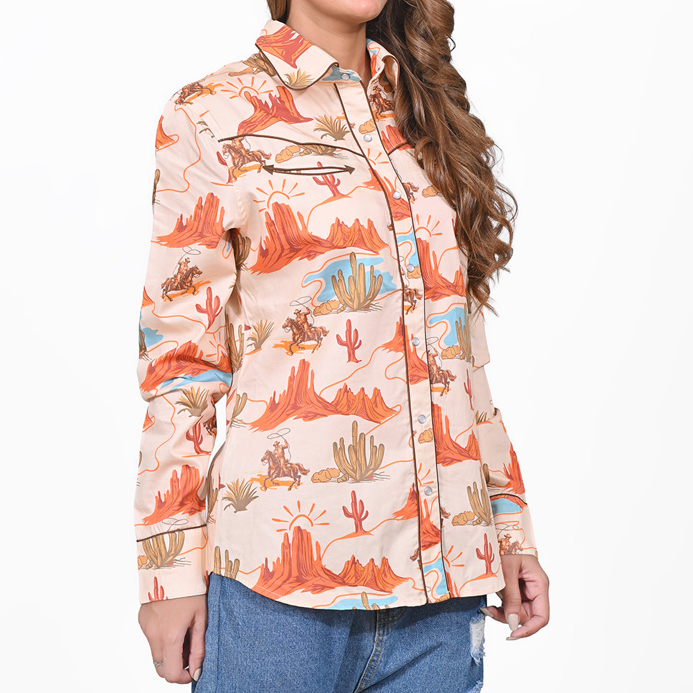 ADSH086 American Darling 100% Satin Cotton Canyon Landscape Western Shirt