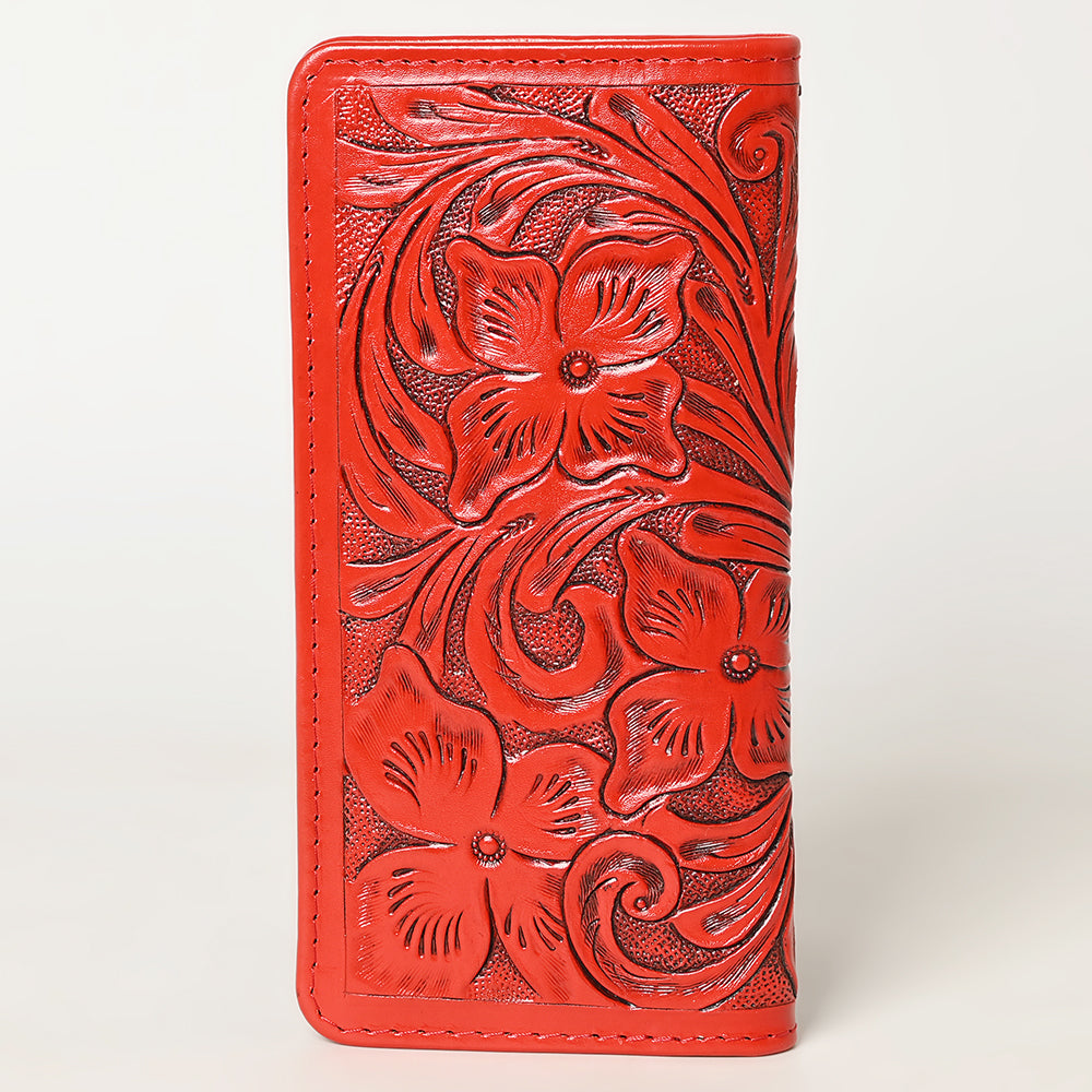 ADBG1269 American Darling Hand-Tooled Genuine Leather Western Wallet Handbag - Floral Carved Women Wallet