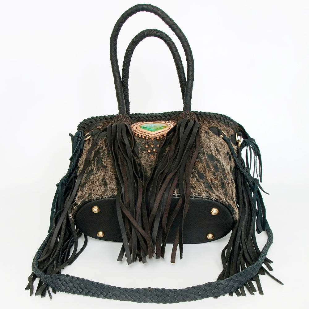 ADBGD151 American Darling Western Leather Tote Bag - Hair-On Cowhide & Fringed Purse