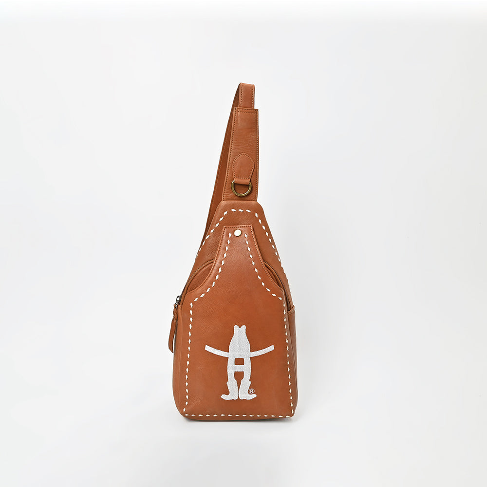 Magnolia Rodeo Genuine Leather White Embroidered Sling Bag