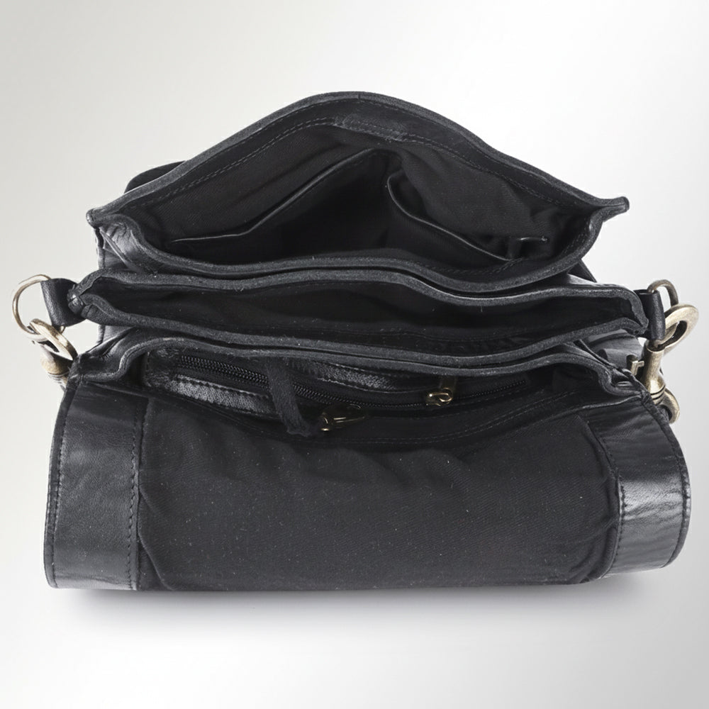 SWC170 Flap-Front Studded Crossbody Bag