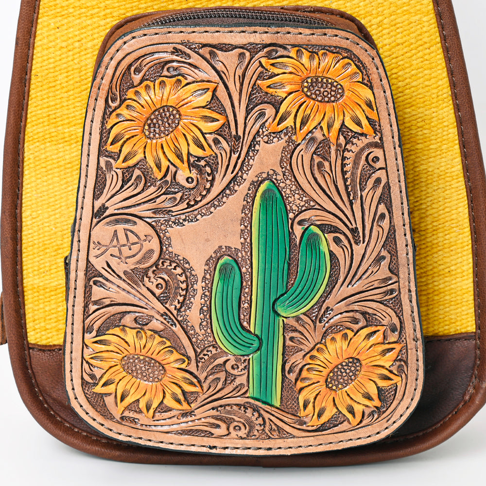 ADBG1146 American Darling Saddle Blanket Sling Bag | Floral Tooled Leather Backpack