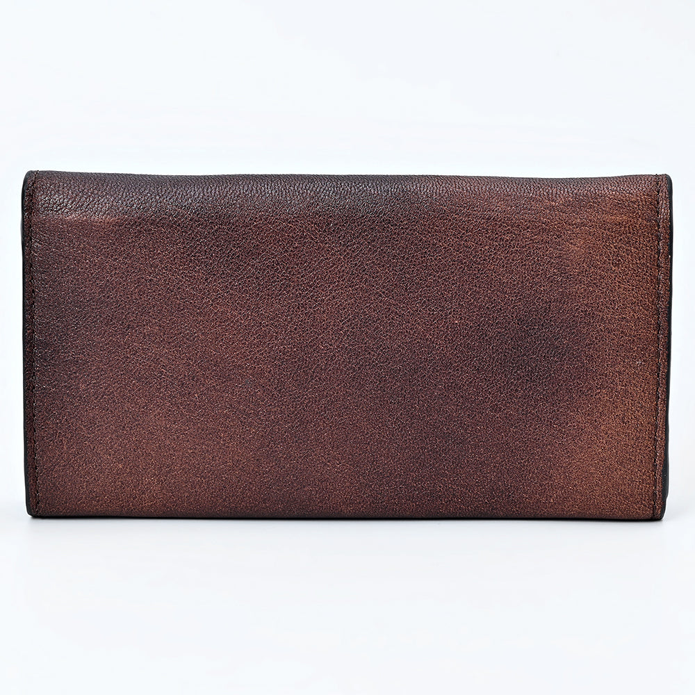 ADBG1842 American Darling Western Wallet Bag with Hand-Tooled Floral Carving and Buck Stitching