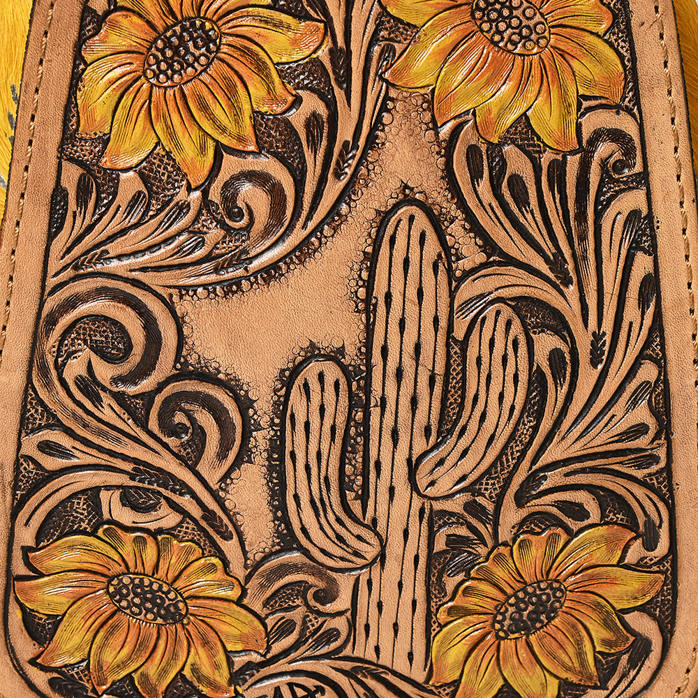 ADBG1146 American Darling Floral Hand Tooled Bag | Hair on Cowhide Sling