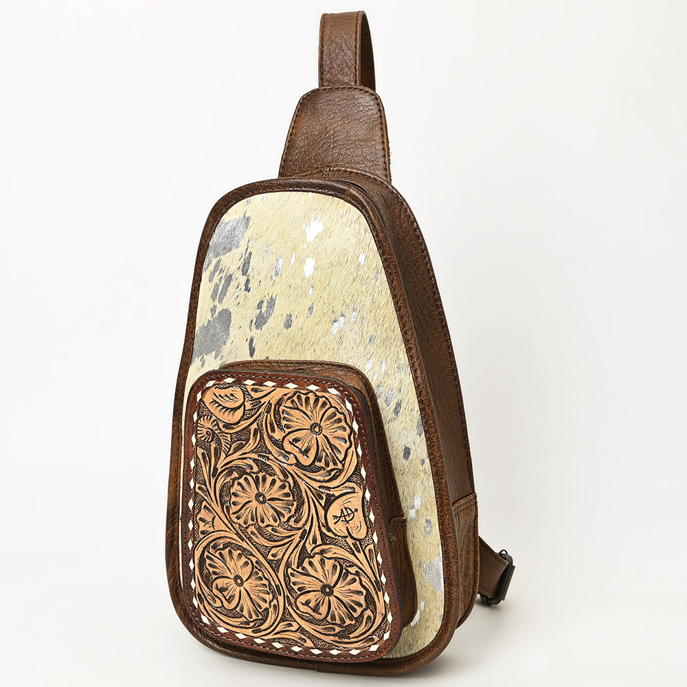 ADBG1146 American Darling Floral Hand Tooled Bag | Hair on Cowhide Sling