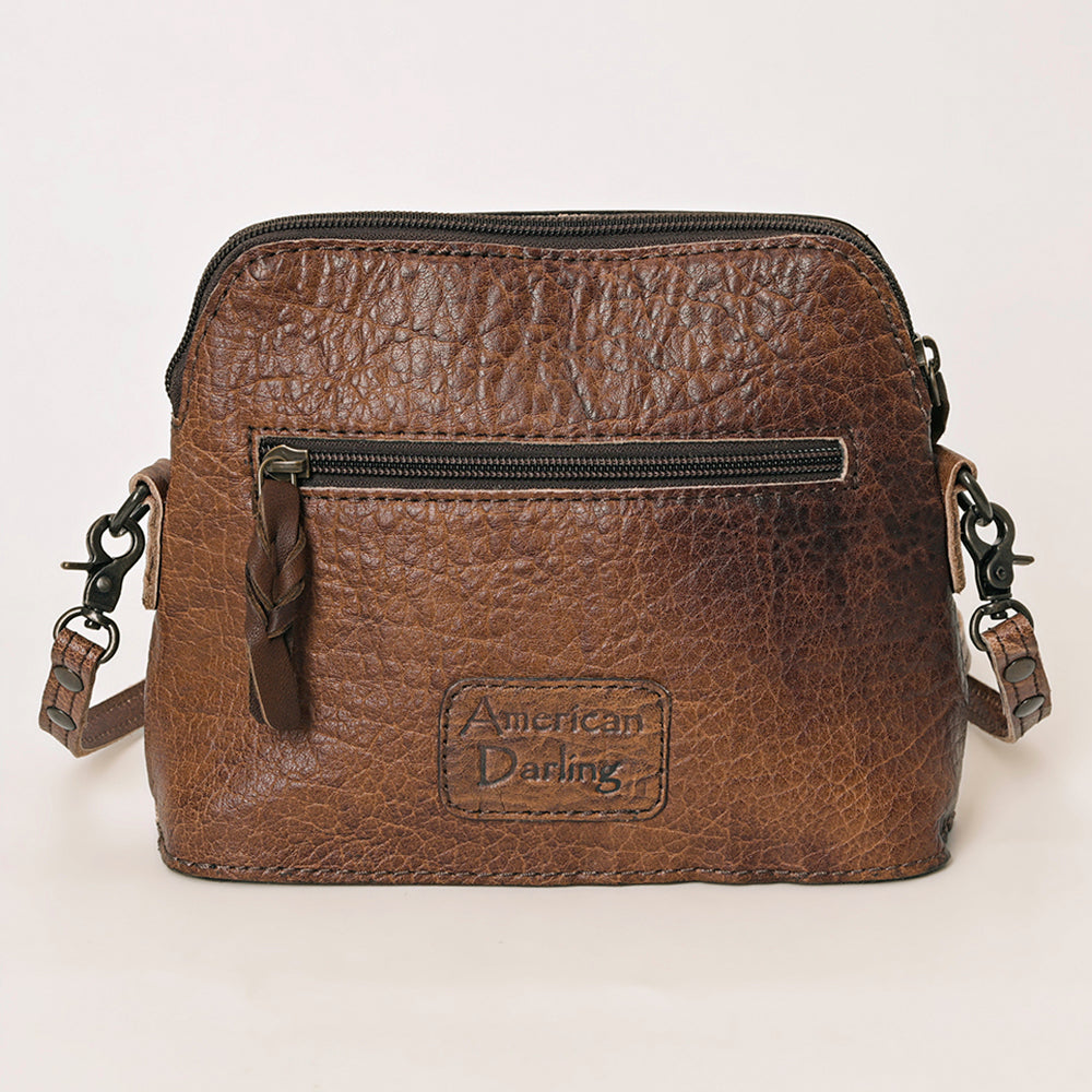 ADBG666 American Darling Hand Tooled Sunflower Floral Western Leather Small Cross body Bag