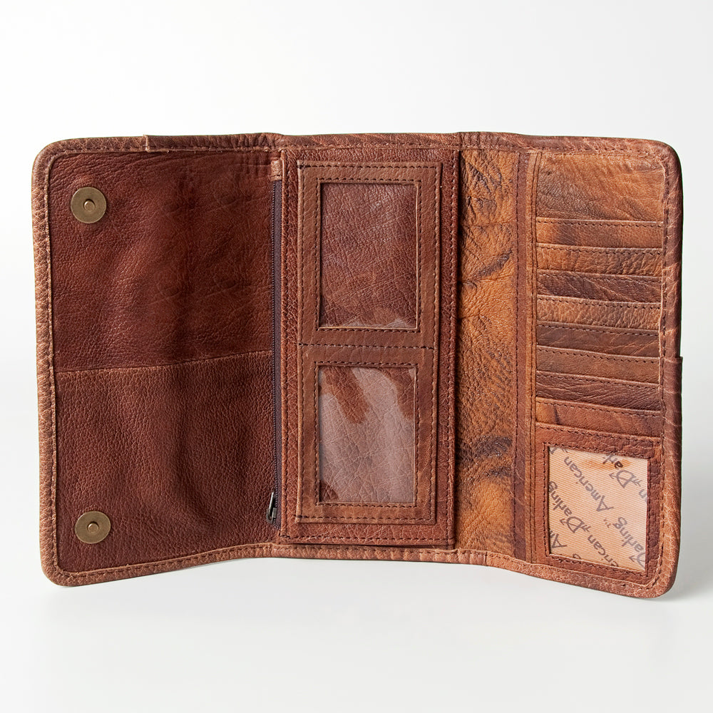 ADBG486 American Darling Hand Tooled Floral Leather Western Wallet Bag