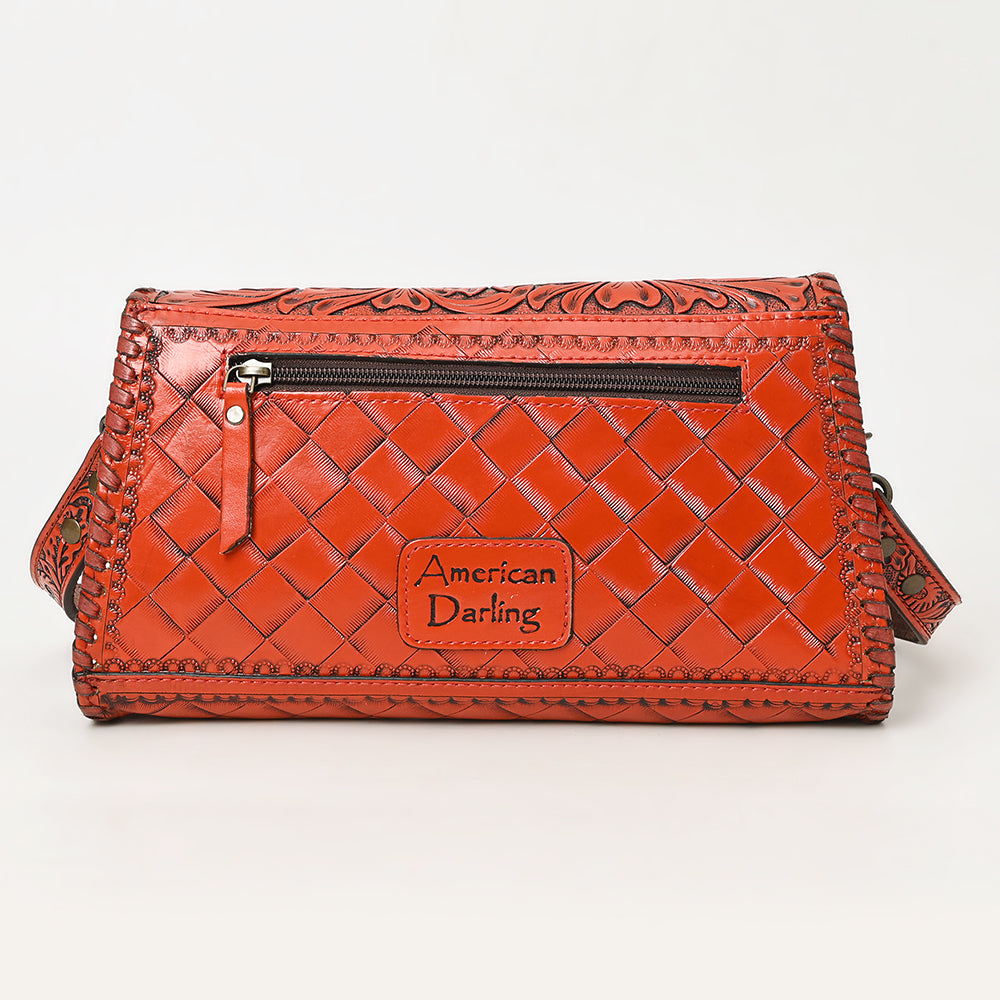 ADBG1134 American Darling Hand Tooled Floral Leather Wallet Bag Clutch & Crossbody Handbag