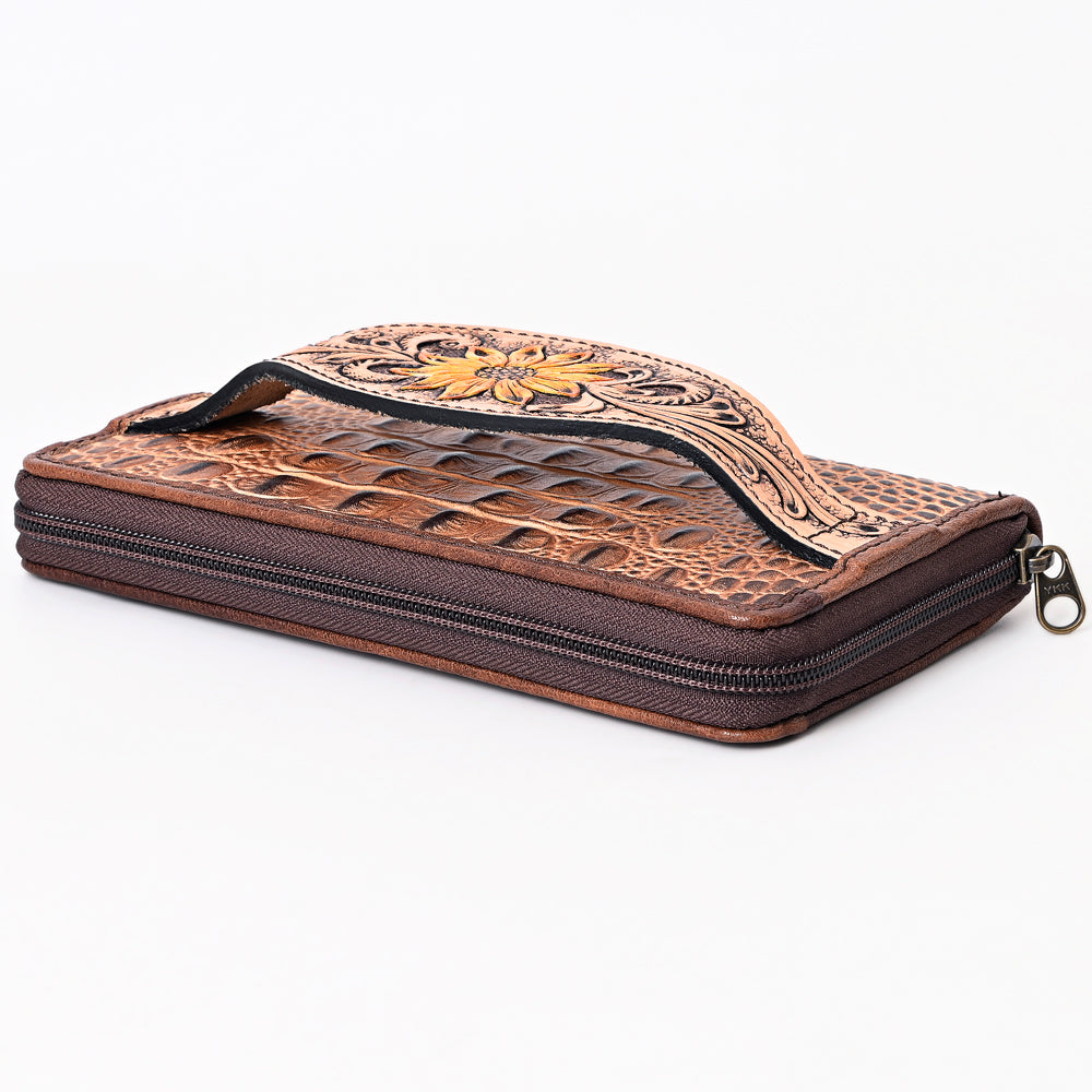 ADBG1190 American Darling Western Leather Wallet Bag Crocodile Embossed Hand Tooled