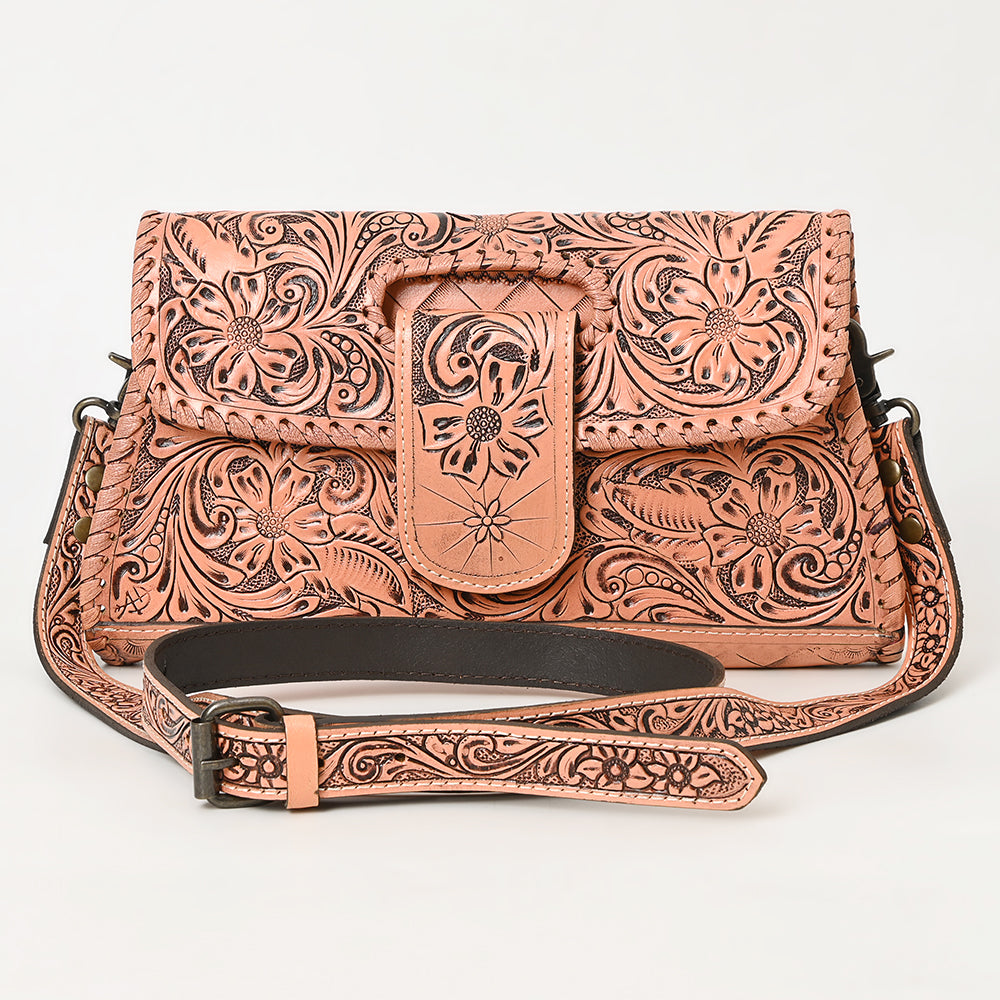 ADBG1134 American Darling Hand Tooled Floral Leather Wallet Bag Clutch & Crossbody Handbag