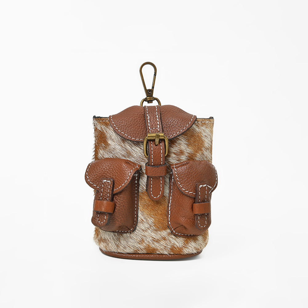 ADCHA122 American Darling Genuine Hair-On Hide Mini Backpack Keychain Pouch