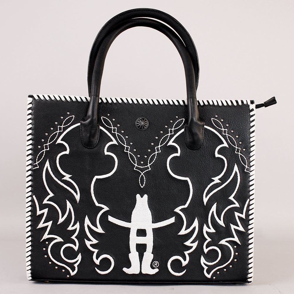 Midnight Rodeo Black Genuine Leather Tote Bag
