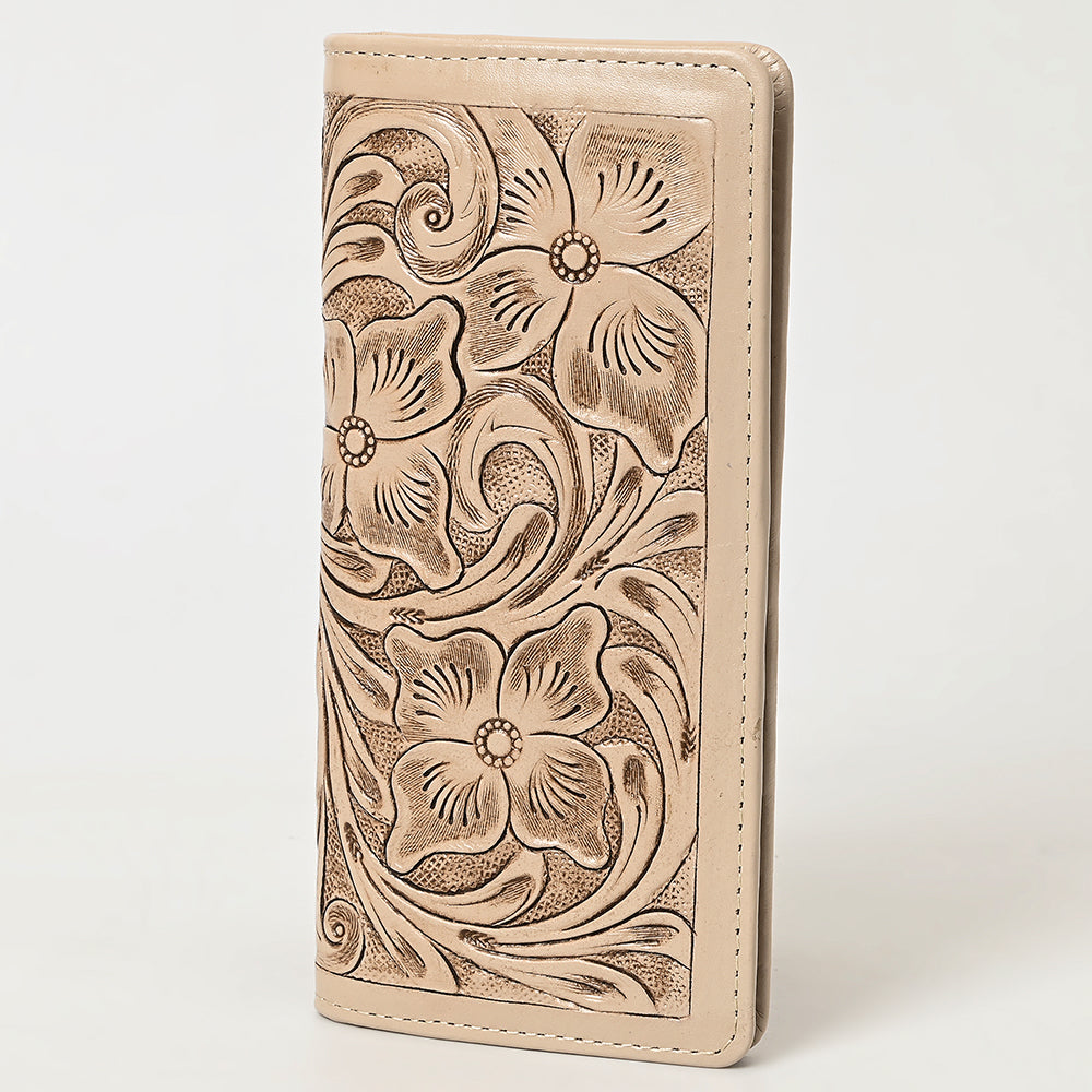 ADBG1269 American Darling Hand-Tooled Genuine Leather Western Wallet Handbag - Floral Carved Women Wallet
