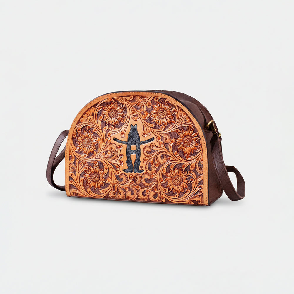 Legacy Rodeo Genuine Leather hand tooled Tooled crossbody bag