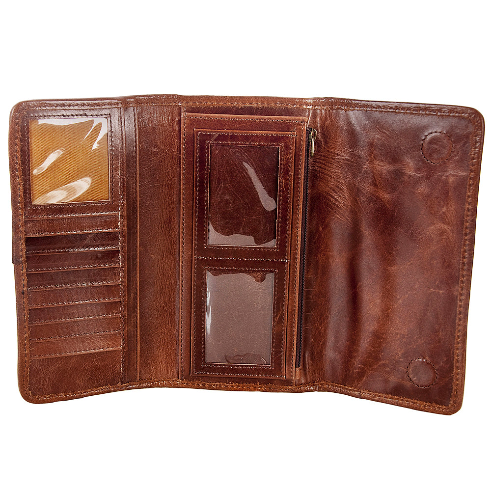 ADBG486 American Darling Hand Tooled Floral Leather Western Wallet Bag