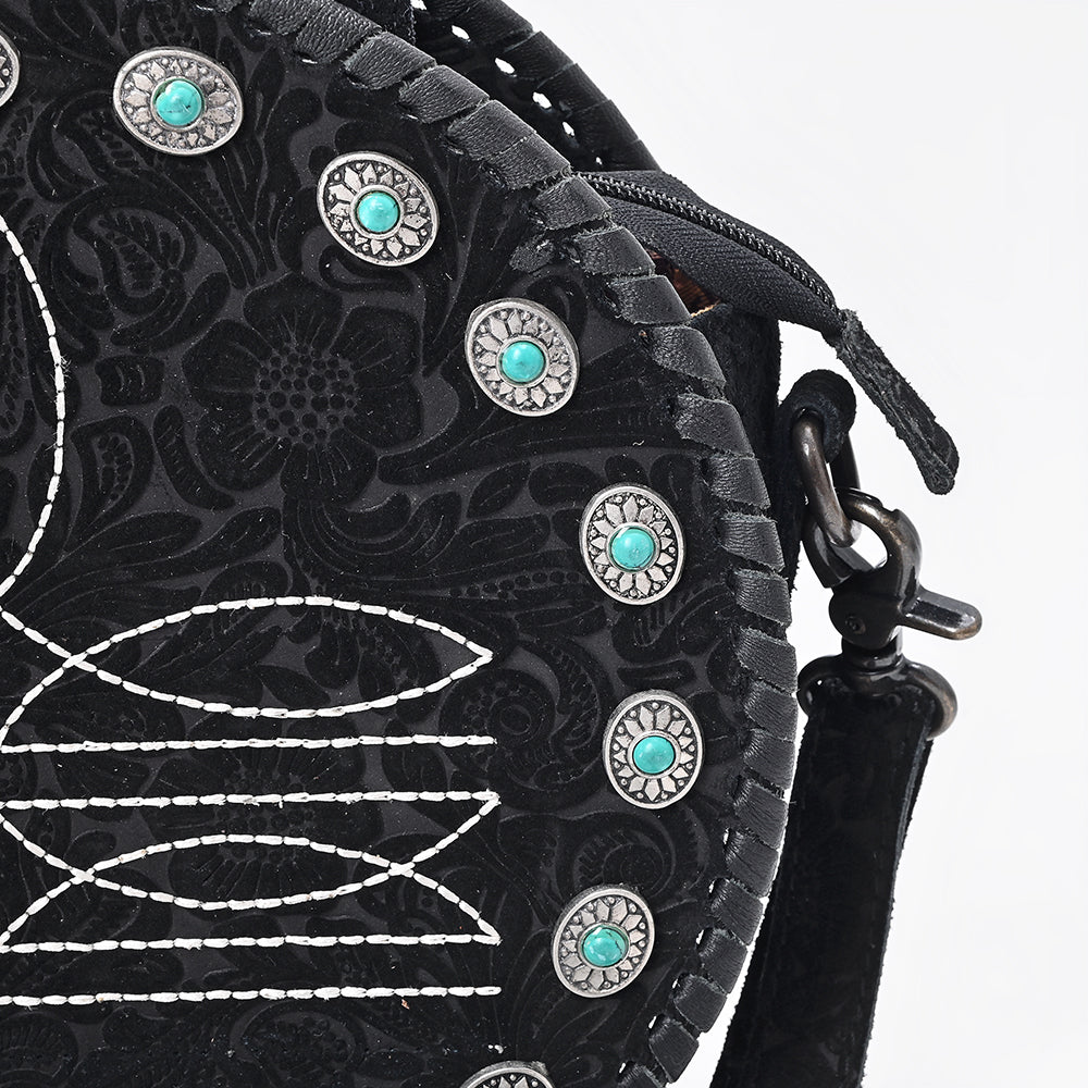 ADBG1836 American Darling Western Leather Canteen Bag Boot Stitching Damascus Textures