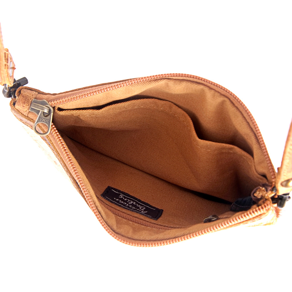 LC-ADBGS142 Hair-On Cowhide Crossbody - Western Fringe Leather Purse