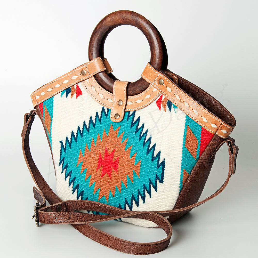 ADBG689C American Darling Handcrafted Western Saddle Blanket Leather Tote Bag