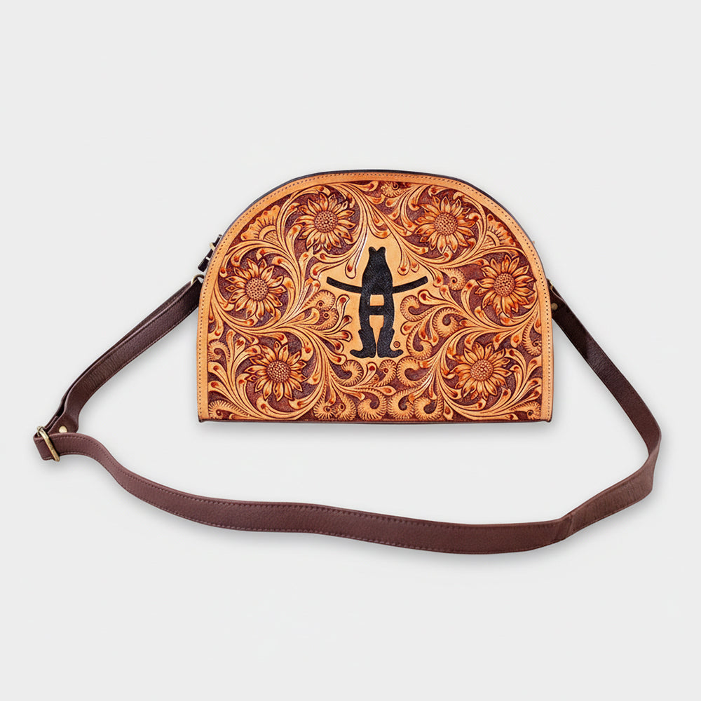Legacy Rodeo Genuine Leather hand tooled Tooled crossbody bag