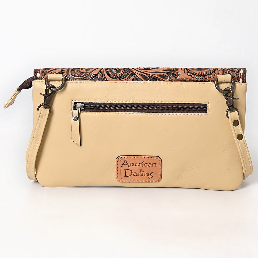 ADBG1672 American Darling Western Crossbody Bag Hand Tooled Floral Carved Flap & Quilted Leather