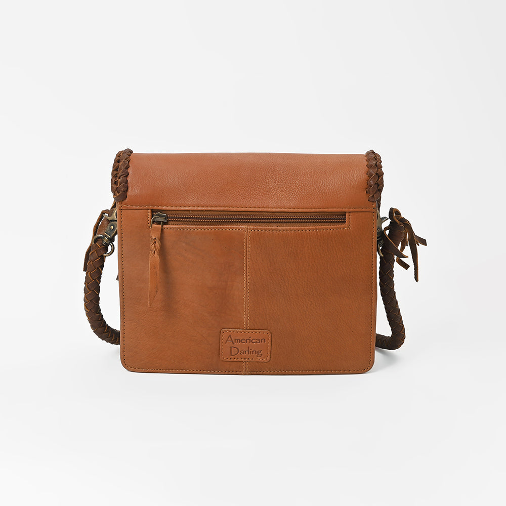 Frontier Rodeo Genuine Leather  Black Embroidered Crossbody Bag