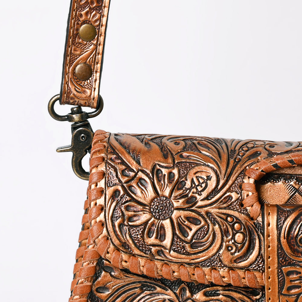 ADBG1134 American Darling Hand Tooled Floral Leather Wallet Bag Clutch & Crossbody Handbag