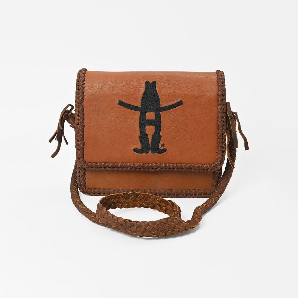Frontier Rodeo Genuine Leather  Black Embroidered Crossbody Bag