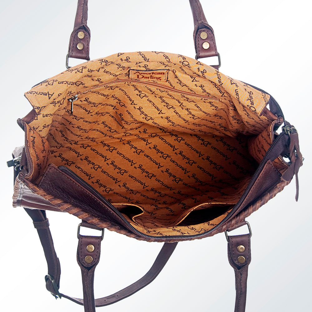 ADBG615 American Darling Handcrafted Western Leather Tote Bag with Buck Stitching