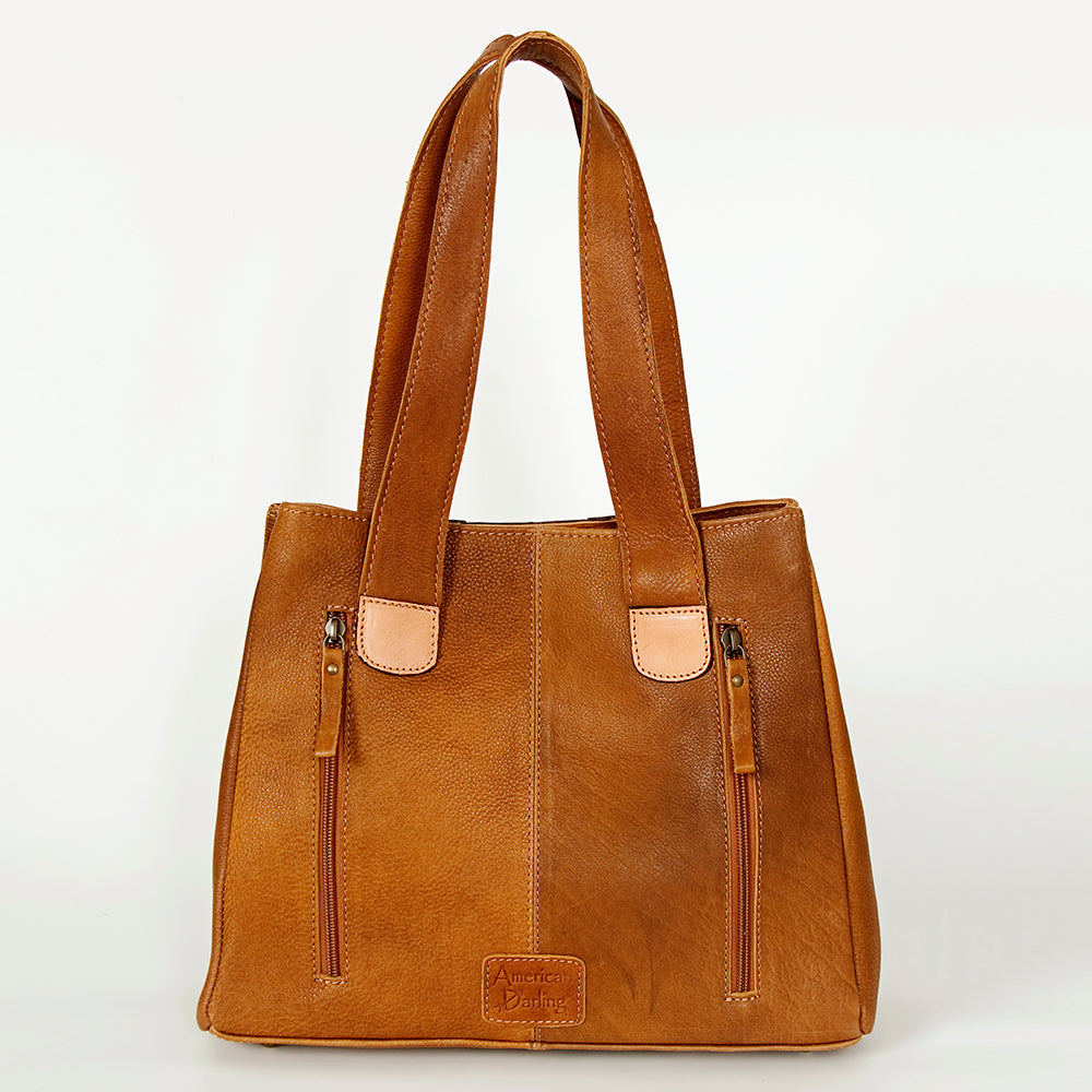 ADBGA196 American Darling Handcrafted Tooled Floral Genuine Leather Tote Bag