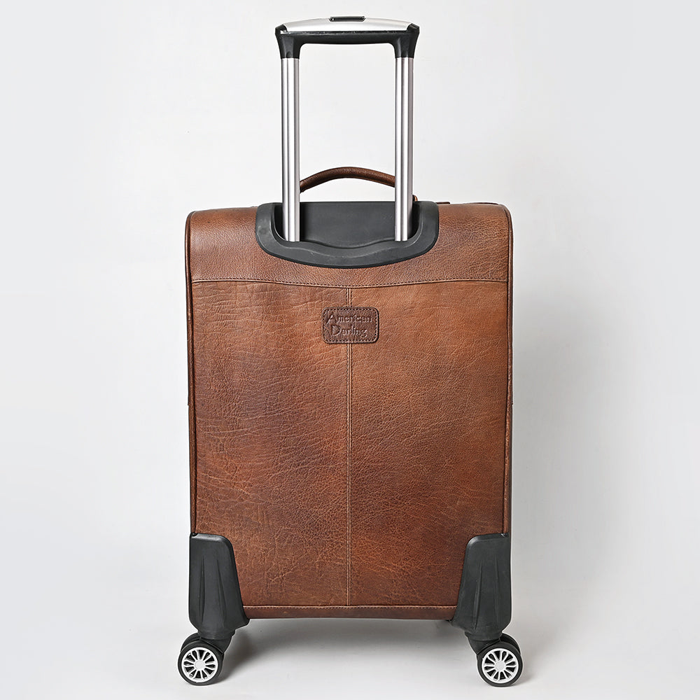 ADBG1599 American Darling Western Genuine Leather Travel Case with Hair-On Cowhide & Hand-Tooled Detailing