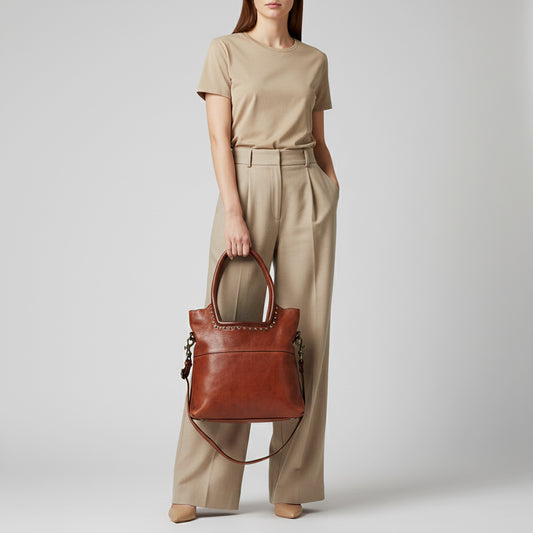 SWC178 Bronzaro - Leather Studded Tote Bag