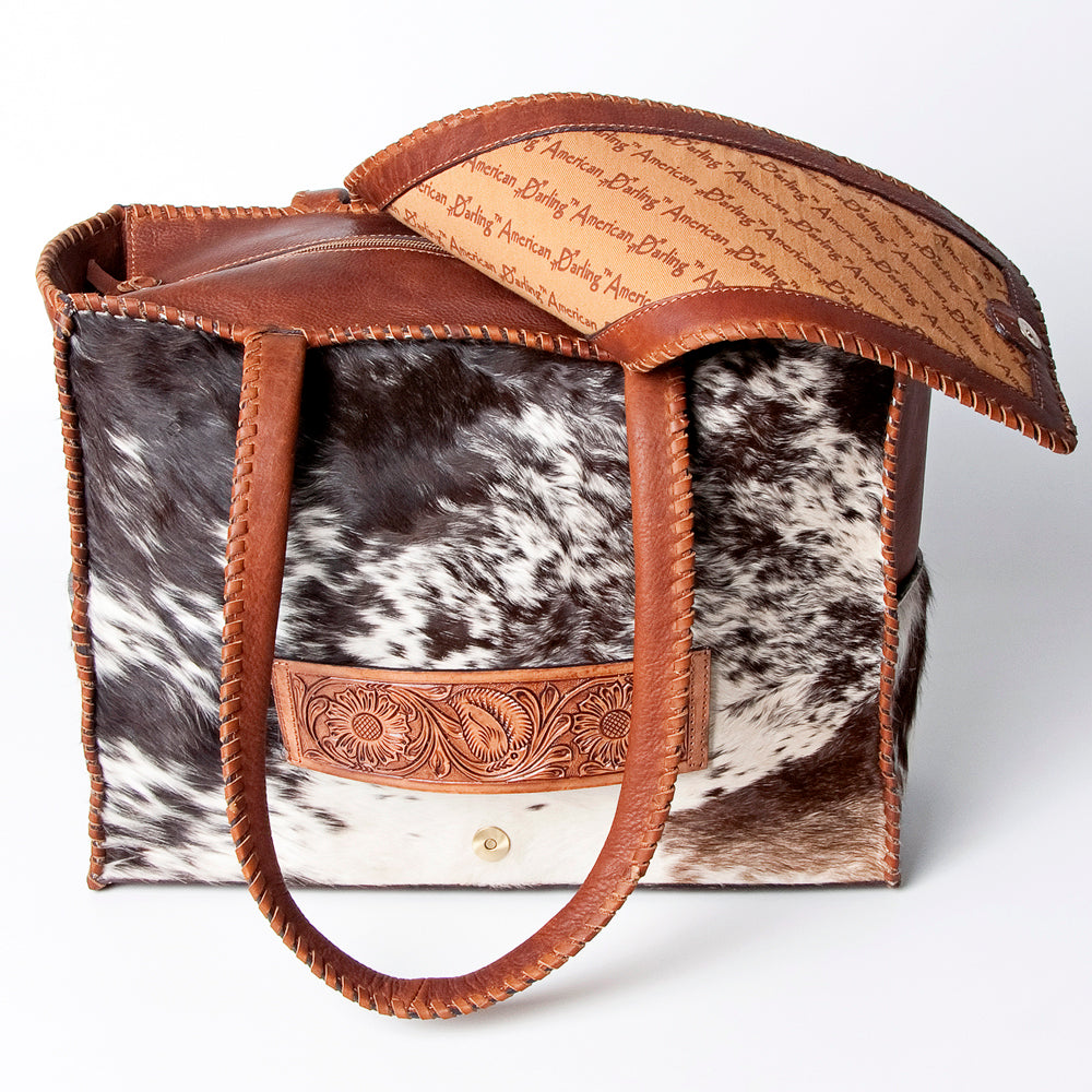LC-ADBGZ463 Leopard Print & Cowhide Western Tote Bag - American Darling
