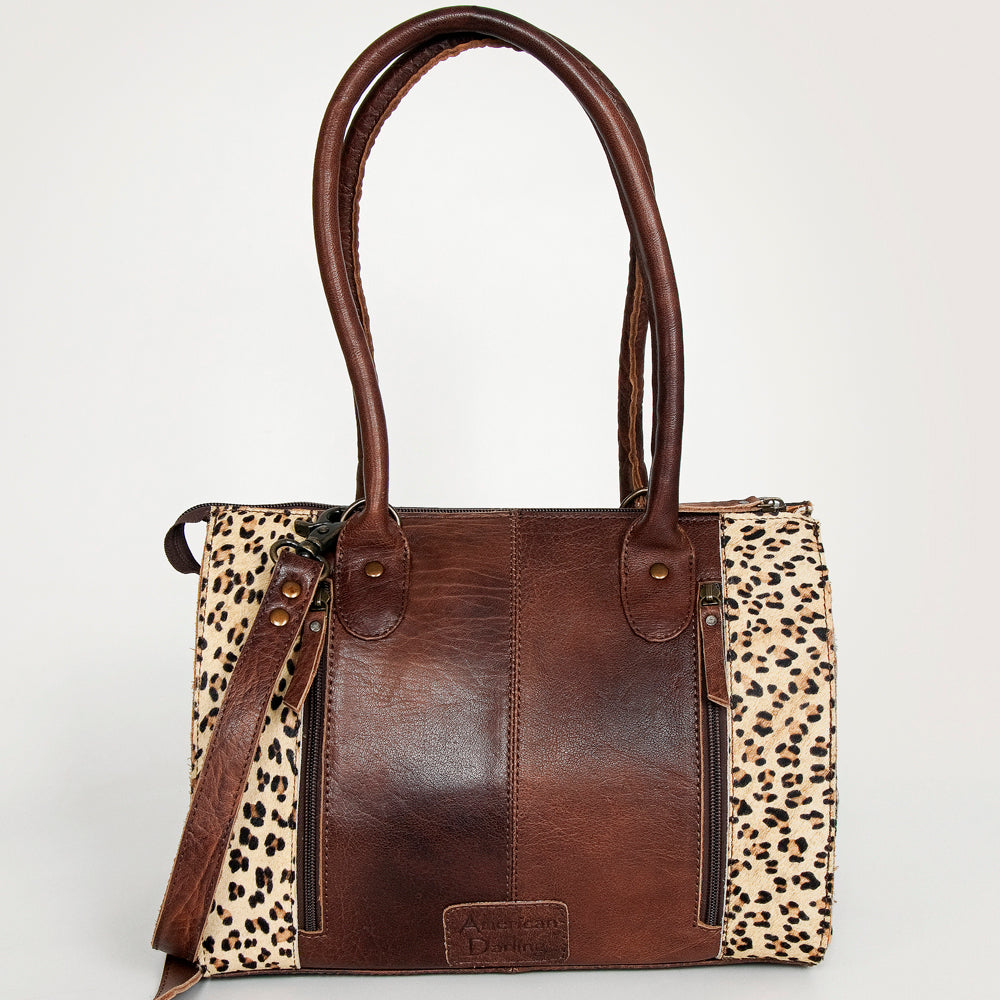 ADBG907 American Darling Handcrafted Floral Tooled Leather and Cowhide Speedy Bag