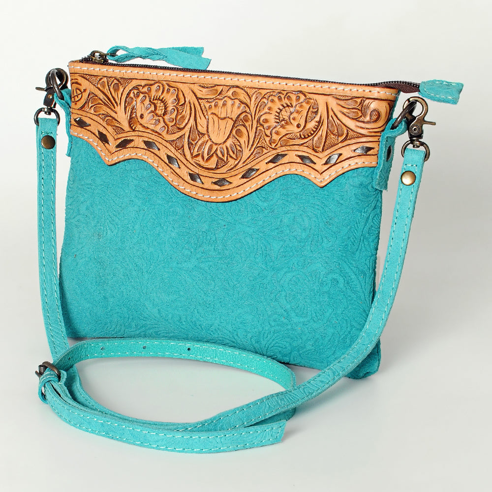 ADBG109 American Darling Hand-Tooled and Floral Embossed Leather Western Crossbody Bag