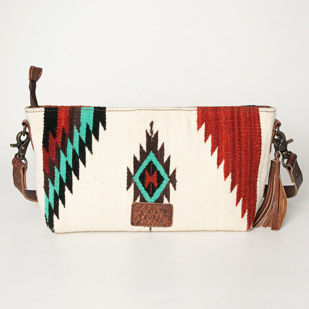 ADBG936 American Darling Western Leather Wristlet Bag with Hand Woven Saddle Blanket