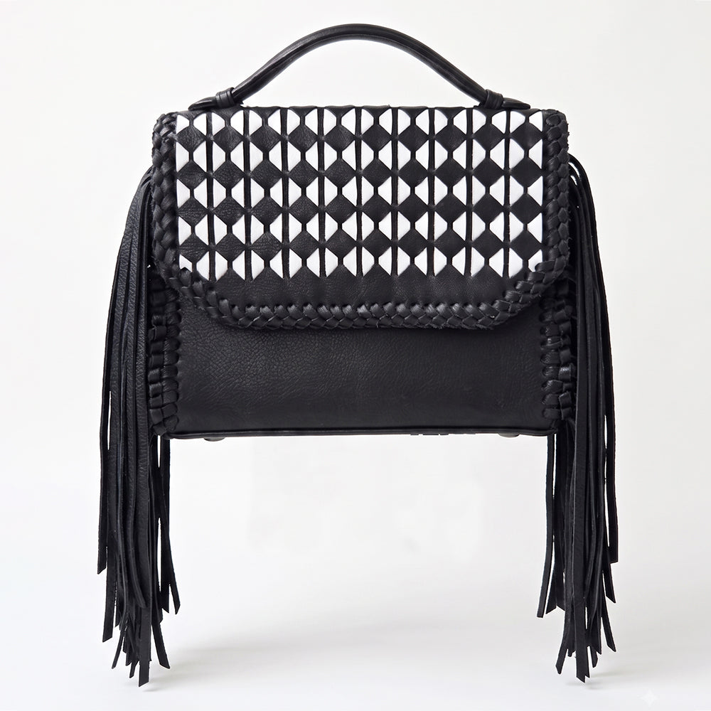 ADBGM1039 American Darling Boho Western Leather Crossbody Satchel Bag with Side Fringe