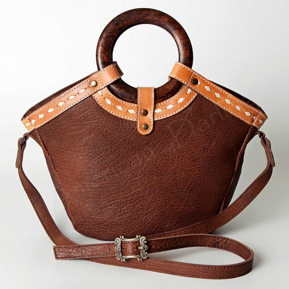 ADBG689A American Darling Handcrafted Western Leather Tote Bag with Buck stitched Detail