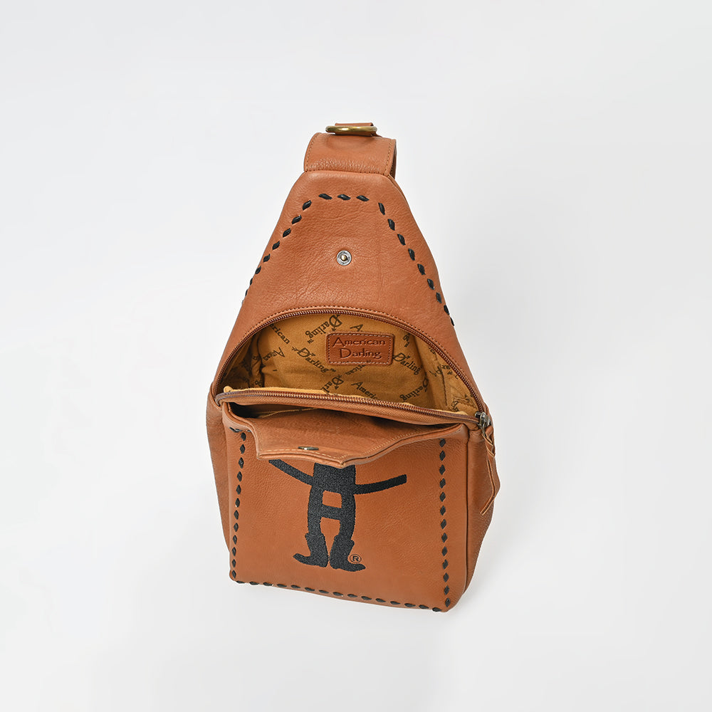 Magnolia Rodeo Genuine Leather Black Embroidered Sling Bag