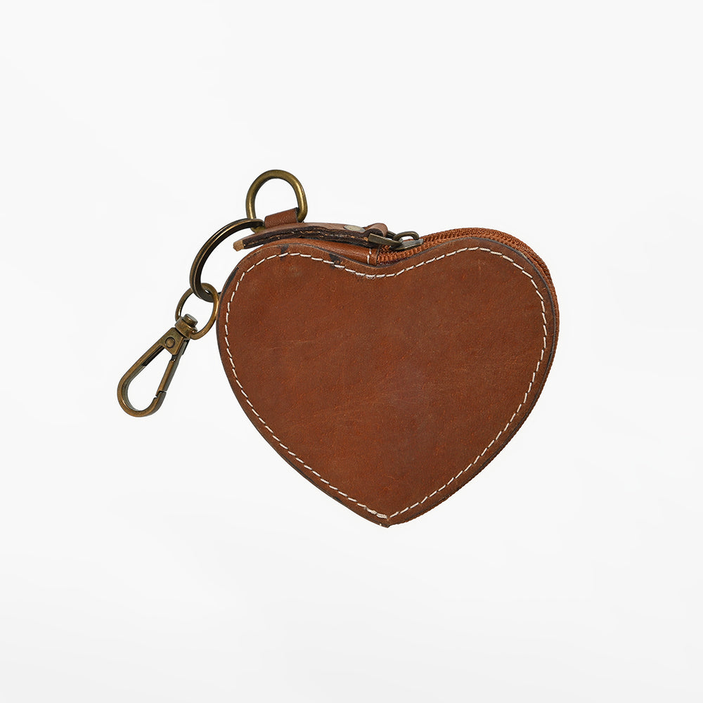ADCHA129 American Darling Genuine Hair-On Heart-Shaped Bag & Coin Purse Keychain