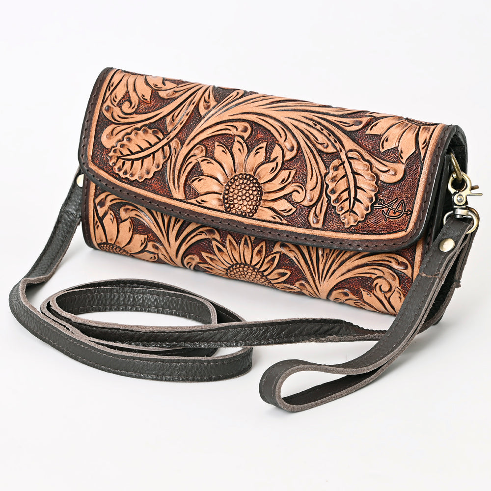 ADBGA362 American Darling Hand Tooled Floral Carved Genuine Leather Small Cross body Bag