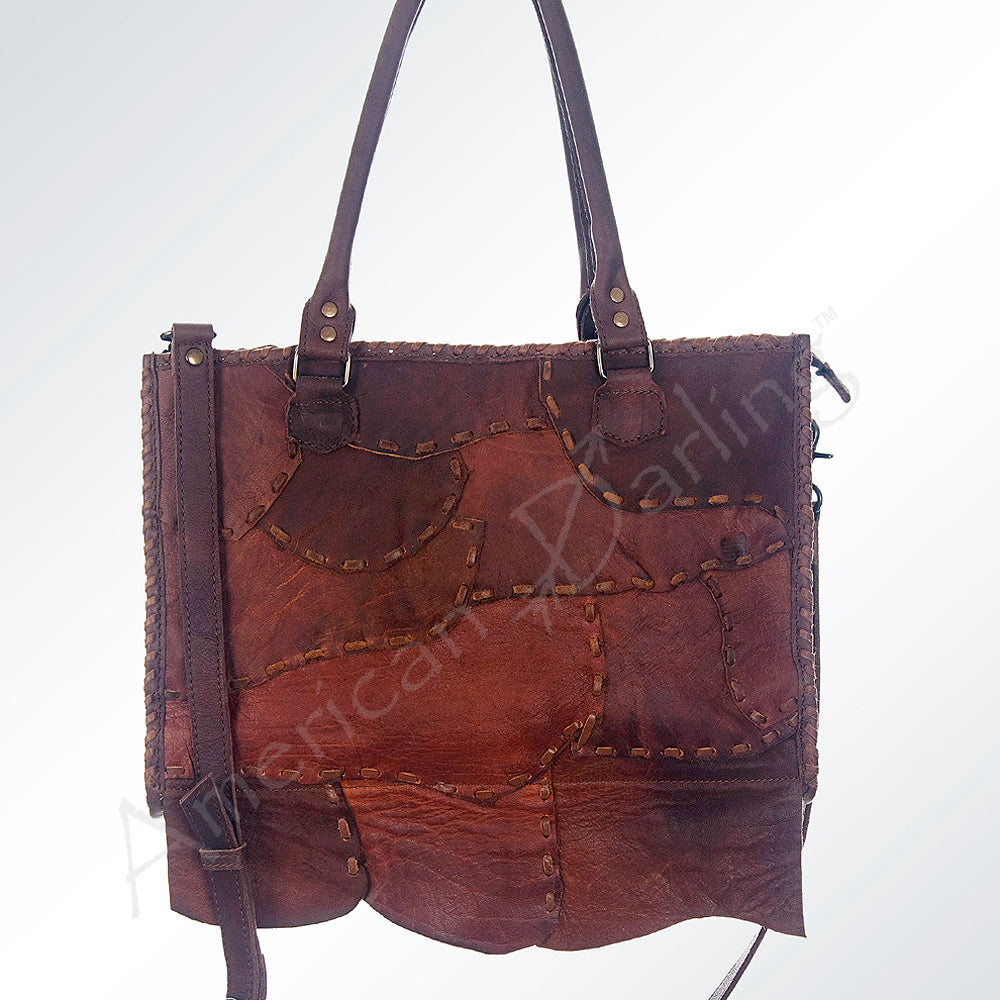 ADBG615 American Darling Handcrafted Western Leather Tote Bag with Buck Stitching