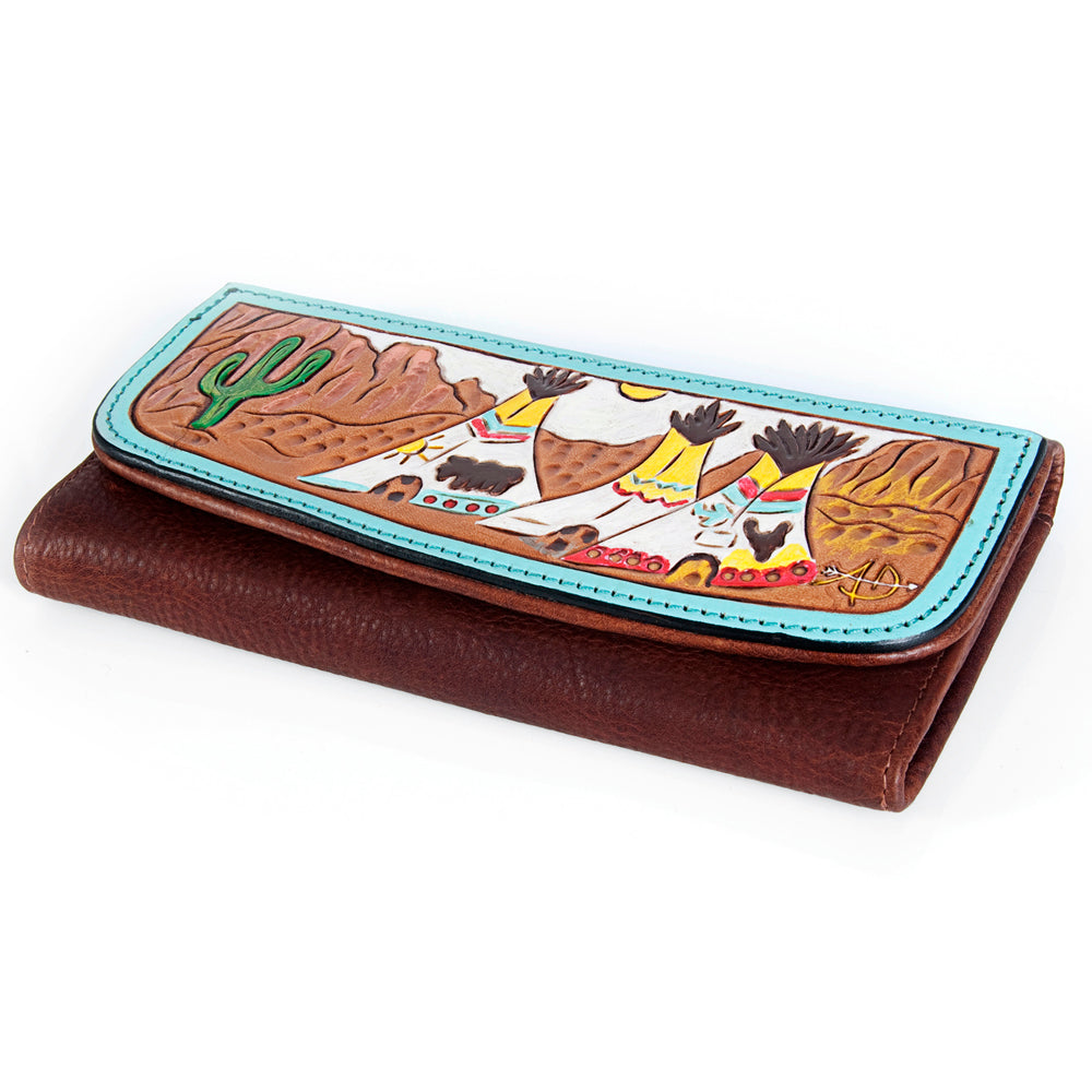 ADBGM102 Western Floral Tooled Leather Wallet - Boho Rodeo Clutch