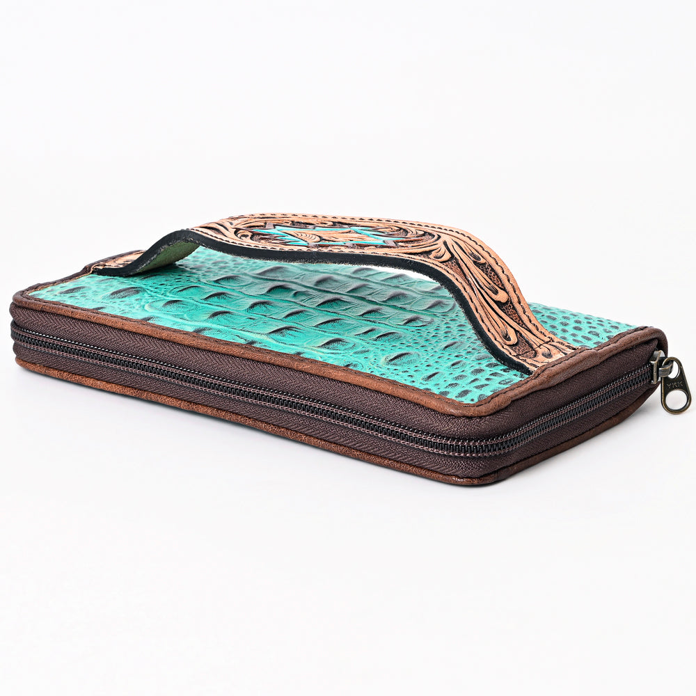 ADBG1190 American Darling Western Leather Wallet Bag Crocodile Embossed Hand Tooled